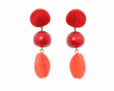 Pendiente de flamenca mediano piedras nácar color rojo