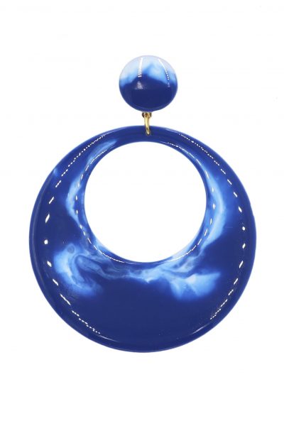 Pendiente de flamenca aro mediano esmaltado acuarela color azulina degradado