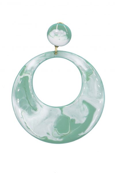 Pendiente de flamenca aro mediano esmaltado acuarela color verde agua degradado