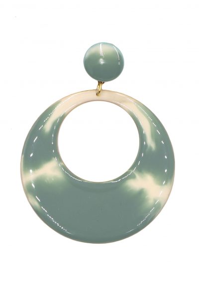 Pendiente de flamenca aro mediano esmaltado acuarela color verde agua antiguo degradado