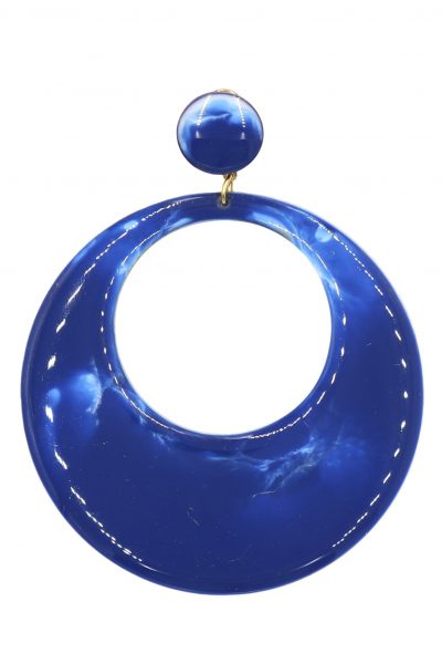 Pendiente de flamenca aro grande esmaltado acuarela color azulina degradado