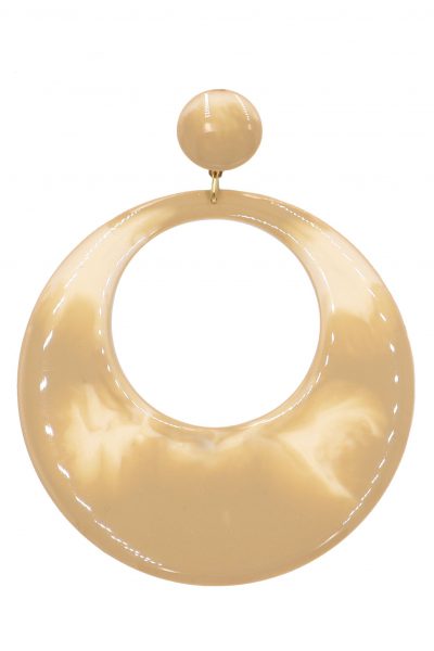 Pendiente de flamenca aro grande esmaltado acuarela color beige degradado