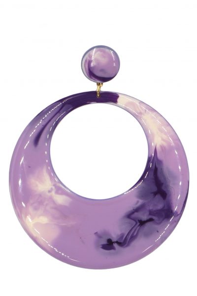 Pendiente de flamenca aro grande esmaltado acuarela color morado degradado
