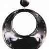 Pendiente de flamenca aro grande esmaltado acuarela color negro degradado