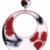 Pendiente de flamenca aro grande esmaltado acuarela color negro, rojo y blanco degradado