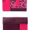 Billetera señora piel estampado serpiente en tonos fucsia y morado