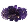 Broche de flamenca con flores de tela violeta con reflejo dorado