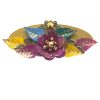 Multicolor metallic flower flamenco brooch with gold highlights