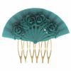 Aquamarine floral fan flamenco comb