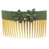 Flamingo comb cracked in water green with golden highlights