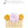 Peinecillo de flamenca de porcelana malva y mostaza