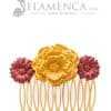 Peinecillo de flamenca de porcelana mostaza y burdeos