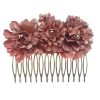 Medium flamenca comb with flowers of makeup tone fabric with golden reflection
