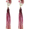Pendiente de flamenca abanico tonos burdeos, rosa y crema
