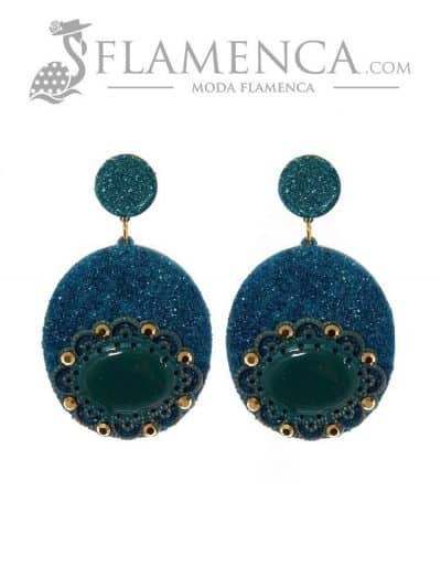 Pendiente de flamenca agua marina