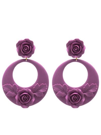Flamenco earring violet floral hoop