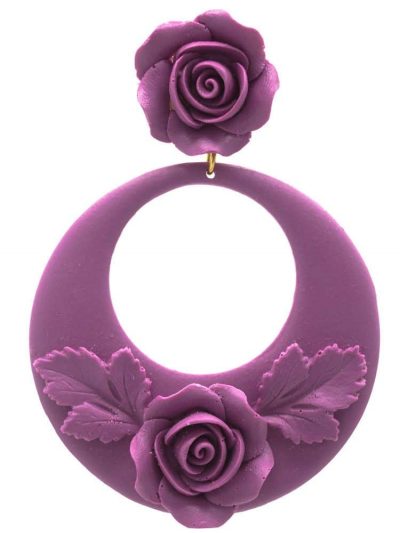 Flamenco earring violet floral hoop