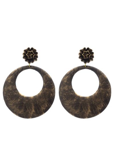 Flamenco black hoop earring with gold highlights