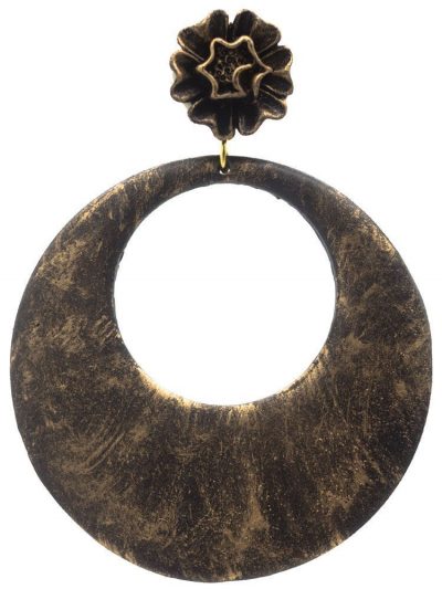 Flamenco black hoop earring with gold highlights