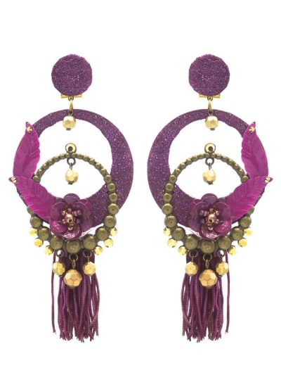 Flamenco bougainvillea earring with golden highlights