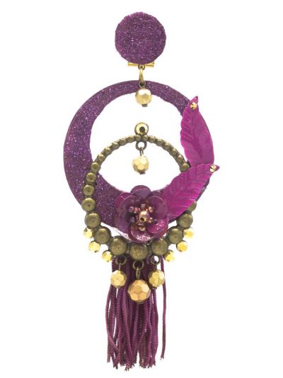 Flamenco bougainvillea earring with golden highlights