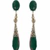 Flamenco earring cameo green bottle with gold highlights