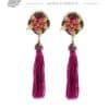 Pendiente de flamenca de flecos cardenal