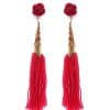 endiente de flamenca de flecos color rojo