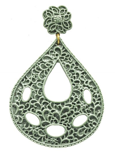 Pendiente de flamenca de resina color verde caki