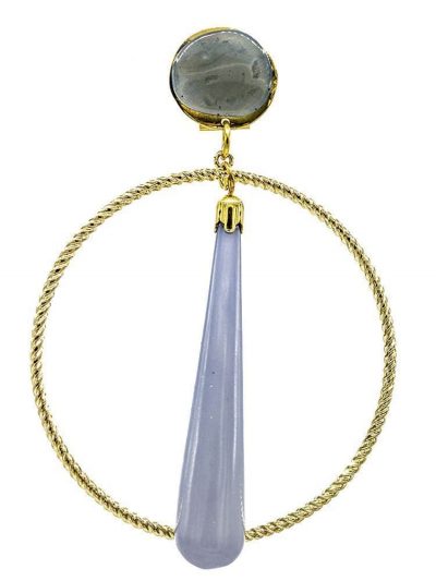 Pendiente de flamenca de resina cristal azul ducado degradé