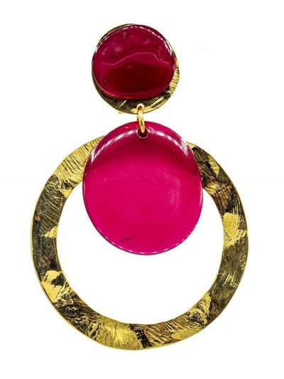 Pendiente de flamenca de resina cristal buganvilla