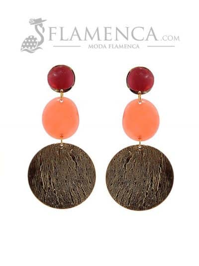 Pendiente de flamenca de resina cristal coral degradé