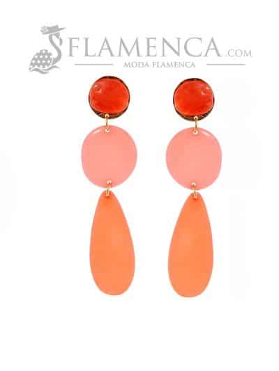 Pendiente de flamenca de resina cristal coralina degradé