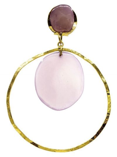 Pendiente de flamenca de resina cristal malva