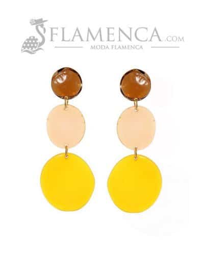 Pendiente de flamenca de resina cristal mostaza degradé