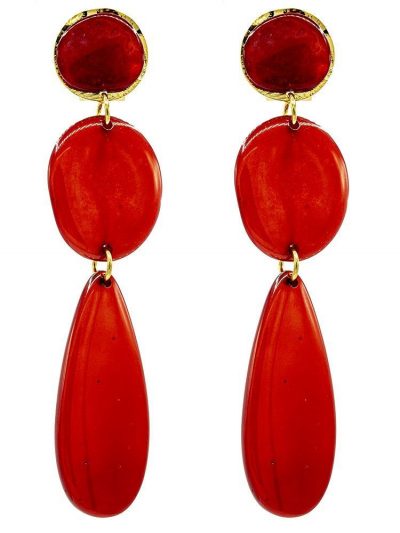 Pendiente de flamenca de resina cristal rojo