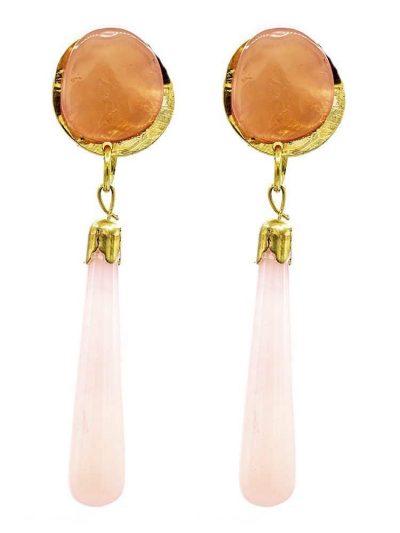 Pendiente de flamenca de resina cristal rosa palo