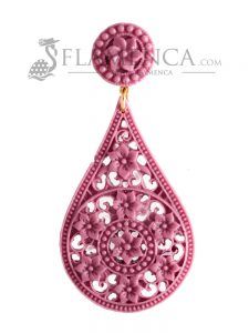 Pendiente de flamenca de resina malva antiguo