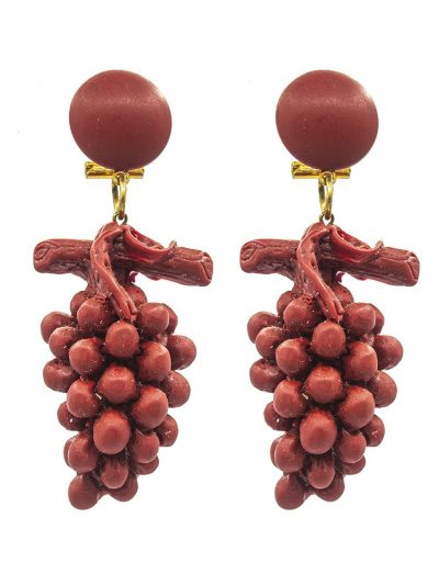 Pendiente de flamenca de resina racimo rojo oscuro