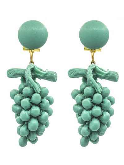 Pendiente de flamenca de resina racimo verde agua