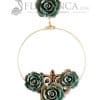 Pendiente de flamenca de resina verde agua con reflejos oro