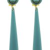 Pendiente de flamenca en resina de lágrima color verde agua oscuro