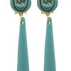 Pendiente de flamenca en resina de lágrima pequeña color verde agua oscuro