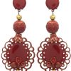 Red enameled flamenco earring with golden highlights