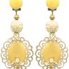 Enameled ivory flamenco earring with golden highlights