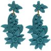 Cyan color resin floral flamenco earring