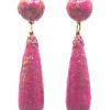 Pendiente de flamenca lágrima craquelada fucsia