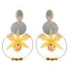 Pendiente de flamenca orquídea marfil con reflejos oro