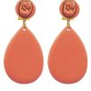 Pendiente de flamenca resina de lágrima pequeña coral