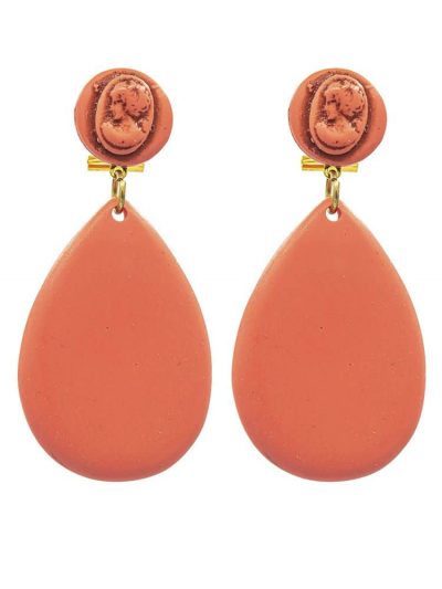 Pendiente de flamenca resina de lágrima pequeña coral